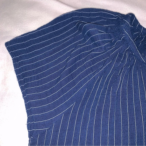 *Read Description* Joie Short Sleeve Gauzy V-neck Blouse Blue White Stripe 3x - Picture 3 of 9